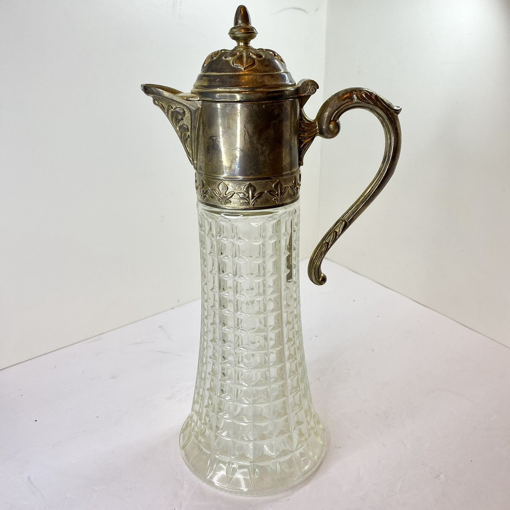 Antique 11" SILVERPLATE WATER / ICE TEA / CLARET WINE DECANTER - ITALY 1930’s